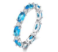 Genérico Anillo Eternity de Ópalo Brillante, Anillo Ovalado de Ópalo Colorido, Exquisitos Anillos Eternity para Mujer, Regalos Joyería para tu Mejor Amiga (A,12)