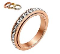 Genérico Anillo Giratorio Brillante, Anillo Antiestrés Rotativo, Simboliza Promesas y Buena Suerte; Impermeable y Resistente a la Decoloración, Ideal para Uso Diario y Regalos de Fiesta (Oro Rosa,8)