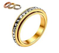 Genérico Anillo Giratorio Brillante, Anillo Antiestrés Rotativo, Simboliza Promesas y Buena Suerte; Impermeable y Resistente a la Decoloración, Ideal para Uso Diario y Regalos de Fiesta (Dorado,5)