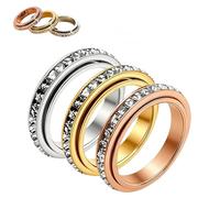 Genérico Anillo Giratorio Brillante, Anillo Antiestrés Rotativo, Simboliza Promesas y Buena Suerte; Impermeable y Resistente a la Decoloración, Ideal para Uso Diario y Regalos de Fiesta (3Piezas,11)