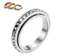 Genérico Anillo Giratorio Brillante, Anillo Antiestrés Rotativo, Simboliza Promesas y Buena Suerte; Impermeable y Resistente a la Decoloración, Ideal para Uso Diario y Regalos de Fiesta (Plateado,12)