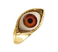 Generico Anillo punk 'Ojo del Diablo - Plata/Oro, joyería con encanto vintage, anillo de declaración ojo del diablo, tamaño ajustable, joyas ocultas únicas, anillos talismán pr, Fare riferimento alla