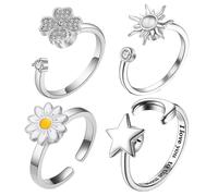 Genérico Anillos Anti-Estrés para Mujeres 4 Piezas De Joyería A La