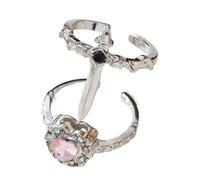 Genérico Anillos De Corazón Para Mujer - Set de Joyería Gótica Ajustable y Apilable | Anillos En Forma De Corazón - para San Valentín Navidad Viaje Graduación Boda Compromiso Promesa