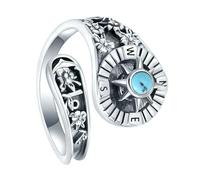 Genérico Anillos de estilos vintage, diseños de brújulas, piedra natural para uso diario, regalo elegante, accesorio temático de exploración, anillos abiertos