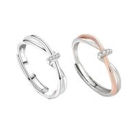 Genérico Anillos de Nudo Infinito con Forma de Corazón para Mujer, Anillo de Amistad con Nudo para Madre e Hija, Anillos Ajustables Abiertos (B+2PCS)