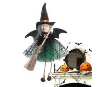 Genérico Animada en de Escoba - Muñeco Mago Colgante de 13,5x24 cm, Figura de Vestido de Gasa, Colgante de decoración de Halloween, Tela Coleccionable | ahorcada Espeluznante para la decoració