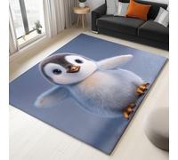 Genérico Animados Alfombra Suave - Alfombras Salon habitación Infantil Lavables, Comedor, Cocina, Habitación - Lindos Y Adorables Pingüinos, Fácil de Cuidar - Alfombra Rectangular 140 x 200 cm, Azul