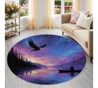 Genérico Animal Águila Aventurero Alfombra Redonda Infantil 150 cm, Multicolor Lavable y Antideslizante, Fantasía Cielo Estrellado Alfombra de Juegos Pelo Corto Segura