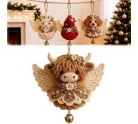 Genérico Animal Angel Crochet Ornament DIY Kit,Beginner Friendly Cute Animal Shape Hanging Decor Craft Set with Soft Yarn,Tree Decoration Craft for Adults, for Handmade Lovers Gift