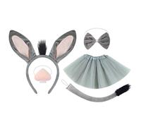 Genérico Animal Cosplay Costume, Toddler Furry Tail Ears Headband, Cute Skirt Nose Bow Tie Set, Halloween Party Masquerade Outfit for Kids and School Play Dress Up Events