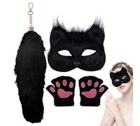 Genérico Animal Costume - Role Play | Cute Decorative Paw Gloves Masque And Tail Set, 190 Character Professional Plush Accessory Kit For Halloween Cosplay And Masquerade Events