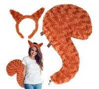 Genérico Animal Costume Squirrel Tail And Headband - Plush 40-45cm | Cosplay Fancy Dress Set | Soft Realistic Animal Outfit Accessories For Kids Adults Halloween Birthday School Role Play