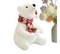 Generico Animal de oso polar - Peluche de Navidad, muñeca cómoda con oso polar que lleva una bufanda | Suave peluche para mujeres, niñas, sofá, mesita de noche, salón, dormitorio de,
