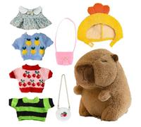 Genérico Animal de Peluche Capybara, Peluche Capybara con ropa - en invierno con 4 prendas y accesorios - Viste a los peluches lindos, un animal de dibujos animados suave e