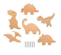 Genérico Animal Dresser Knobs - Dinosaur Decorative 6pcs Kids Drawer Pulls, Wood Knob, Delicate Bedroom Decorative Drawer Pulls, For Wardrobe & Children's Room