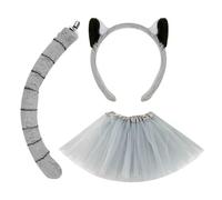 Genérico Animal Ears, Lemur Costume Set, With Headband Flap Tail, Furry Dress-Up Props, Cosplay Accessory for Party Use, Costume Kit Suitable to Boys Girls Halloween Holiday Stage Carnival