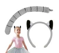 Genérico Animal Ears, Lemur Headband and Tail Set, Soft Furry Dress-Up Costume Props, Fun Cosplay Accessory Kit for Holiday, Party, Stage Performance, Carnival, Birthday, Pretend Play
