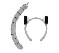 Genérico Animal Ears - Lemur Headband Ears, Tail Costume Set, Dress Up Props, Cosplay Party Accessory Kit, Themed Animal Character Outfit Gear For Stage Performance Halloween Holiday Carnival Use