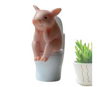 Genérico Animal Figurines Toys - Pig Squatting on Toilet Miniature Ornament | Creative Desk and Shelf Decoration | Fun Collectible Animal Figurine for Home Office Kids Playroom Display Use