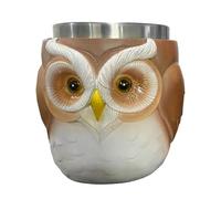 Generico Animal Mugs, Owl Shape Tea Cup Coffee Mug, Stainless Steel Interior 4.33x4.72x3.54 Inches, Cute Novelty Design, Sturdy Drinkware, Fun Gift for Desk, Kitchen, Workplace Use