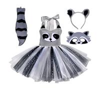 Genérico Animal Raccoon Cosplay Costume- Girls Raccoon Costume, For 6 To 12 Years Old| Suitable For Halloween, Role-playing, Birthday, Christmas, And Stage Performances
