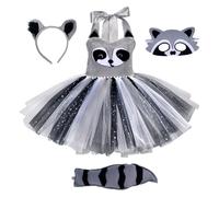 Genérico Animal Raccoon Cosplay Costume- Girls Raccoon Costume, For 6 To 12 Years Old| Suitable For Halloween, Role-playing, Birthday, Christmas, And Stage Performances
