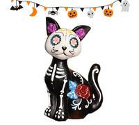 Genérico Animal Statue, Skeleton Dog Cat, 11.42 X 6.69in Resin Figurine Decor, Lifelike Bone Detailing, Sturdy Weather Resistant Build for Porch, Patio, Yard, Bookshelf, Party, Room Display