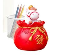 Genérico Animal Statue - Synthetic Stone Wealth Sculpture for Prospering | Bronzed Antique Texture Plus Noble Equine & Ornamental Pedestal for Display Cabinet, Dressing Table, Nightstand and Lou