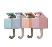 Genérico Animal Sticky Hooks - 4 Pack Adhesive Wall Hangers For Storage
