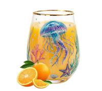 Genérico Animal Themed Drinking Glass Cups With Gold Rim,Nature Art Decor