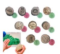Genérico Animal Tracks Stamps - Wood Animal Tracks Playdouģh Stampers