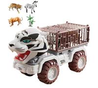 Genérico Animal Truck - Tiger Cage Van | Safari Inertia Car | Extra Large Animal Construction Vehicle, Children's Toy Excavator, Inertial Tiger Prison Van, Tyrannosaurus Rex Transport For Boys Girls