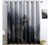 Genérico Animales del Bosque Lobos Cortinas Opacas térmicas Que bloquean la luz, Paisaje Natural Cortinas Opacas con Ojales para Dormitorio y Sala de Estar 117 x 229 cm (2 Paneles)