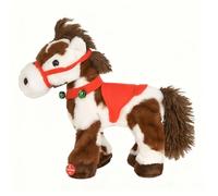 Genérico Animated Christmas Horse - Interactive Spotted Pony with Sounds, Soft Stuffed Christmas Horse for Kids, Electric Walking Horse with Jingle Bells, for Boys & Girls