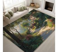 Genérico Anime Camino Casa Bosque Alfombras, Suave Tapete de Pelo Corto, Base Antideslizante de TPR, Verde Musgo Alfombra Antideslizante Dormitorio,Felpudo Entrada Casa - 80 x 120 cm