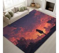 Genérico Anime Ruinas Nubes Niña Alfombras, Suave Tapete de Pelo Corto, Base Antideslizante de TPR, Naranja Alfombra Antideslizante Dormitorio,Felpudo Entrada Casa - 120 x 170 cm