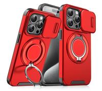Genérico Anpurely Case with Slide Camera Cover for iPhone 17/16/15/14/13/12/11 ProMax, Anpurely Magnetic Stand Phone Case with Rotating Stand and Privacy Camera (Red,12ProMax)