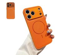 Genérico Anti-Fingerprint Magnetic Phone Case for 12-17 Series, Solid Color Matte Magnetic Case, Anti-Scratch Shockproof Protective Cases (15promax,Orange)
