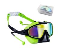 Genérico Anti Fog Swim Goggles, Kids Swim Masque, Nose Cover with Ear Protection Set, 6.46x3.07 Inches Soft Silicone Waterproof Goggles, Streamlined Comfort Style for Boys Girls Water Play