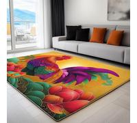 Genérico Antideslizante 100 x 150 cm - Tapete Lavable en Lavadora Antideslizante para Sala y Dormitorio Tradición Puesta De Sol Nubes Gallo Alfombras de Habitacion Comedor Dormitorio Cocina, Amarillo