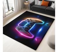 Genérico Antideslizante 120 x 160 cm - Tapete Lavable en Lavadora Antideslizante para Sala y Dormitorio Gamers Controlador De Juego Neon Alfombras de Habitacion Comedor Dormitorio Cocina, Negro