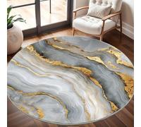 Genérico Antideslizante Alfombra Redonda PatróN de MáRmol de áGata para Exterior Interior de 160cm, Grande Alfombra Redonda Gris Pelo Corto Antiincrustante Lavable para Área de Juegos Niños