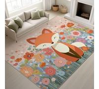 Genérico antideslizante de dibujos animados juguetones lavable Tapiss Floral Animal Soporte de TPR Alfombra Campo de Flores Zorro Alfombra 60 x 90 cm para pasillo de entrada