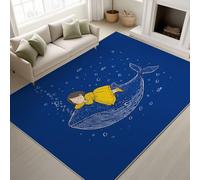 Genérico antideslizante de dibujos animados minimalista lavable Tapiss Ocean Onírico Soporte de TPR Alfombra Ballena Niña Burbujas Alfombra 60 x 90 cm para pasillo de entrada