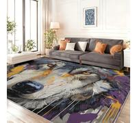 Genérico Antideslizante Lavable Alfombra 60 x 90 cm - Alfombras Pelo Corto Impresión Animal Abstracto Lobo Grafiti, Vistoso Moderna Alfombra Decorativas para Salon Dormitorio Sofá de Noche