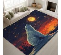 Genérico antideslizante minimalista escandinavo lavable Tapiss cielo estrellado enojado soporte de TPR alfombra de oso polar de luna llena 80 x 150 cm para sala de estar, dormitorio, oficina