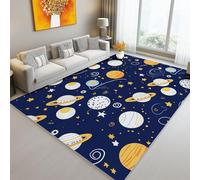 Genérico Antideslizantes Alfombras Caricatura Planetas Estrellas Estampado decoración, Azul Oscuro Exteriores Lavables a Máquina Alfombra, 160 x 230 cm Duraderas Alfombra para Cocina Oficina Noche