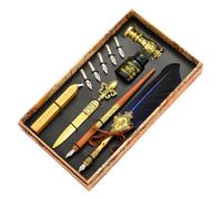Genérico Antique Faether Pen for Writing, Quill Pen Ink Set | Feathers Caligraphy Pens Inks Set with Replacement Nibs, Inks, Wax Seal Sticks, Seal Stamp Calligraphyi Dip Pens Gift Sets