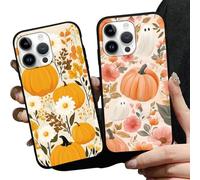 Genérico Aoldimu 2 Pack Fall Pumpkin Leaves Phone Case, Aesthetic Autumn Pine Cones Pattern Cover for Women Girls, Soft TPU Protective Shockproof Cases for iPhone 13/14/15/16 Pro MAX (14,D)